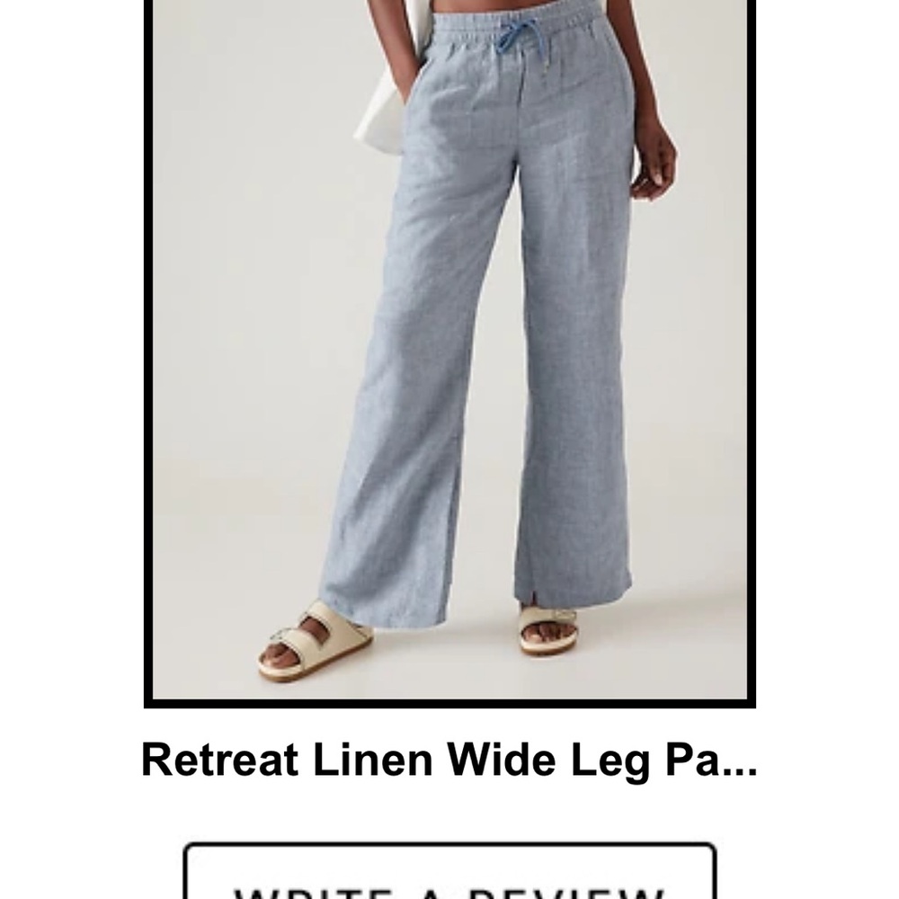 Athleta Blue Wide Leg Linen Pants